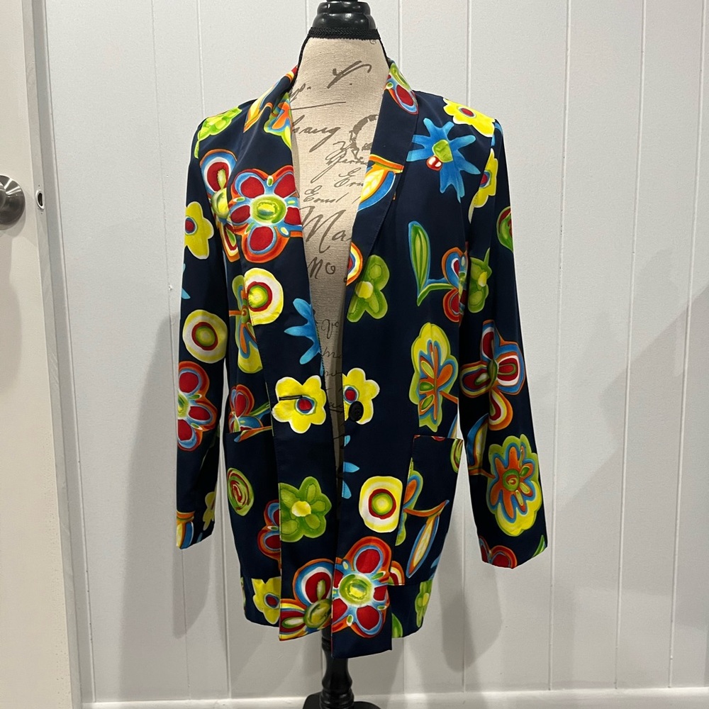 Vintage Emily Adams floral blazer, size small, MADE IN THE USA
